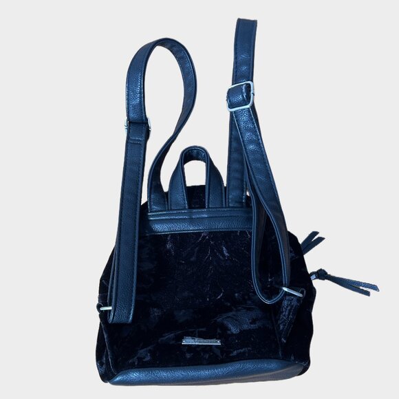 STEVE MADDEN GIRLS BLACK FAUX VELVET MINI STUDDED BACKPACK - Picture 7 of 14